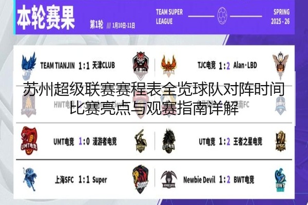 苏州超级联赛赛程表全览球队对阵时间比赛亮点与观赛指南详解